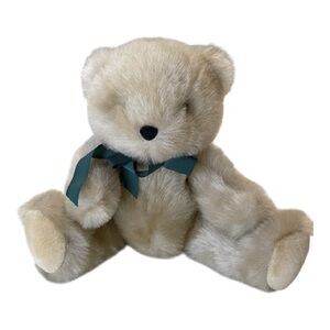 Vintage Plush Teddy Bear by Schmidt, Matrix Essentials, Green Ribbon Soft Fur.